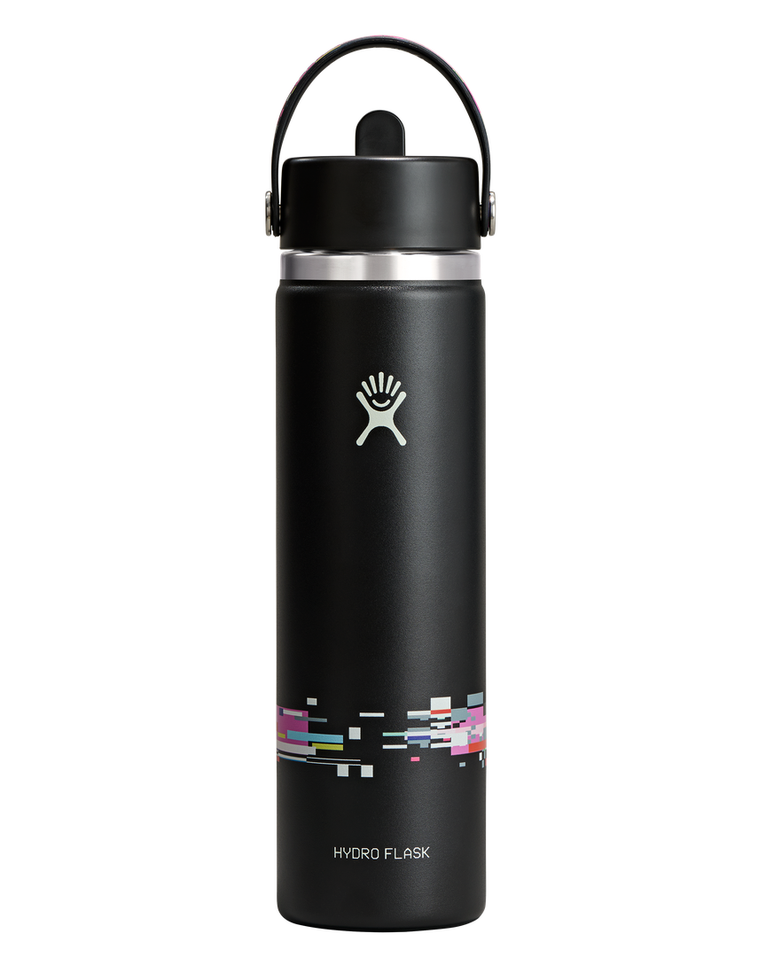 Hydro Flask HYDRO FLASK 24OZ WIDE FLEX STRAW CAP GLITCH BLACK