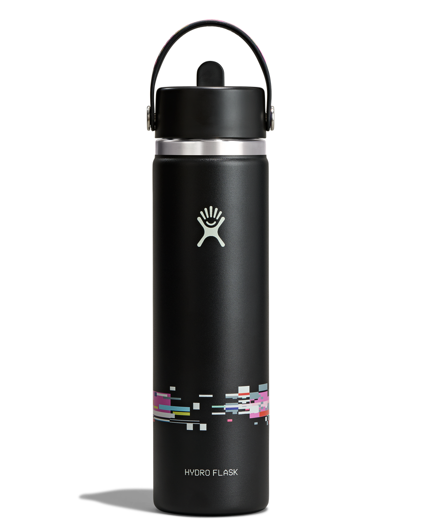Hydro Flask HYDRO FLASK 24OZ WIDE FLEX STRAW CAP GLITCH BLACK