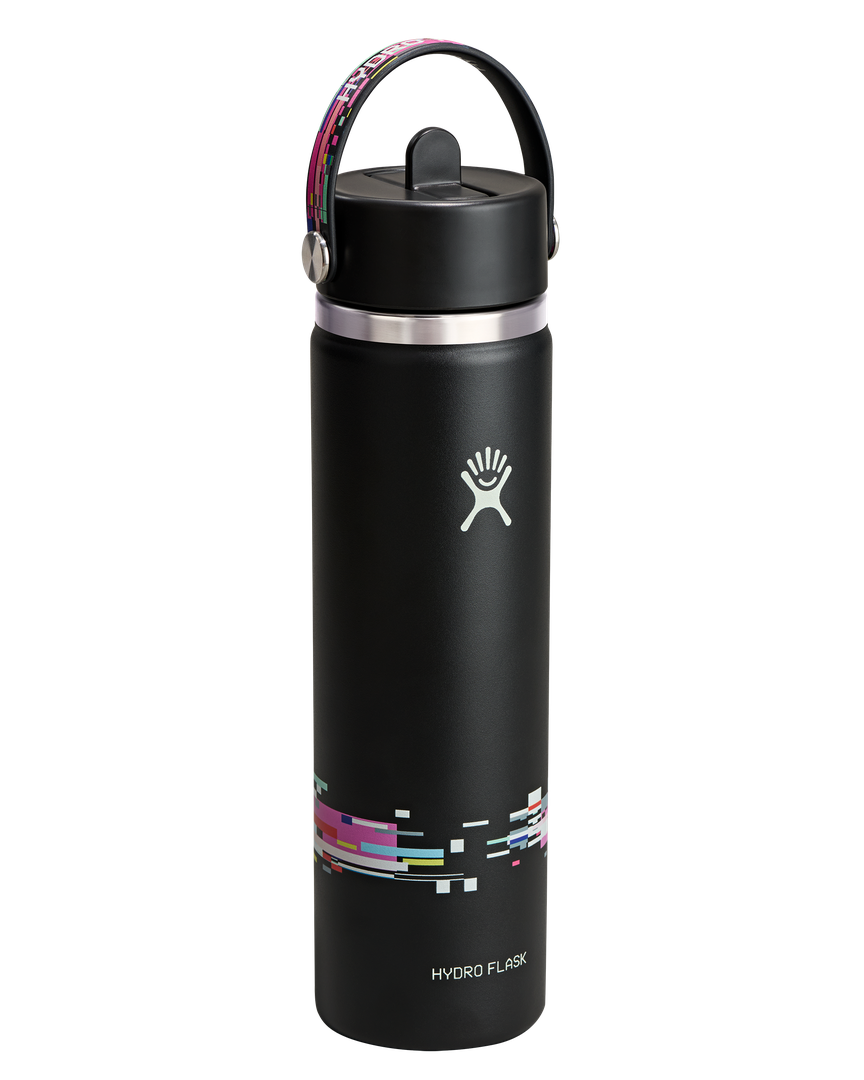 Hydro Flask HYDRO FLASK 24OZ WIDE FLEX STRAW CAP GLITCH BLACK