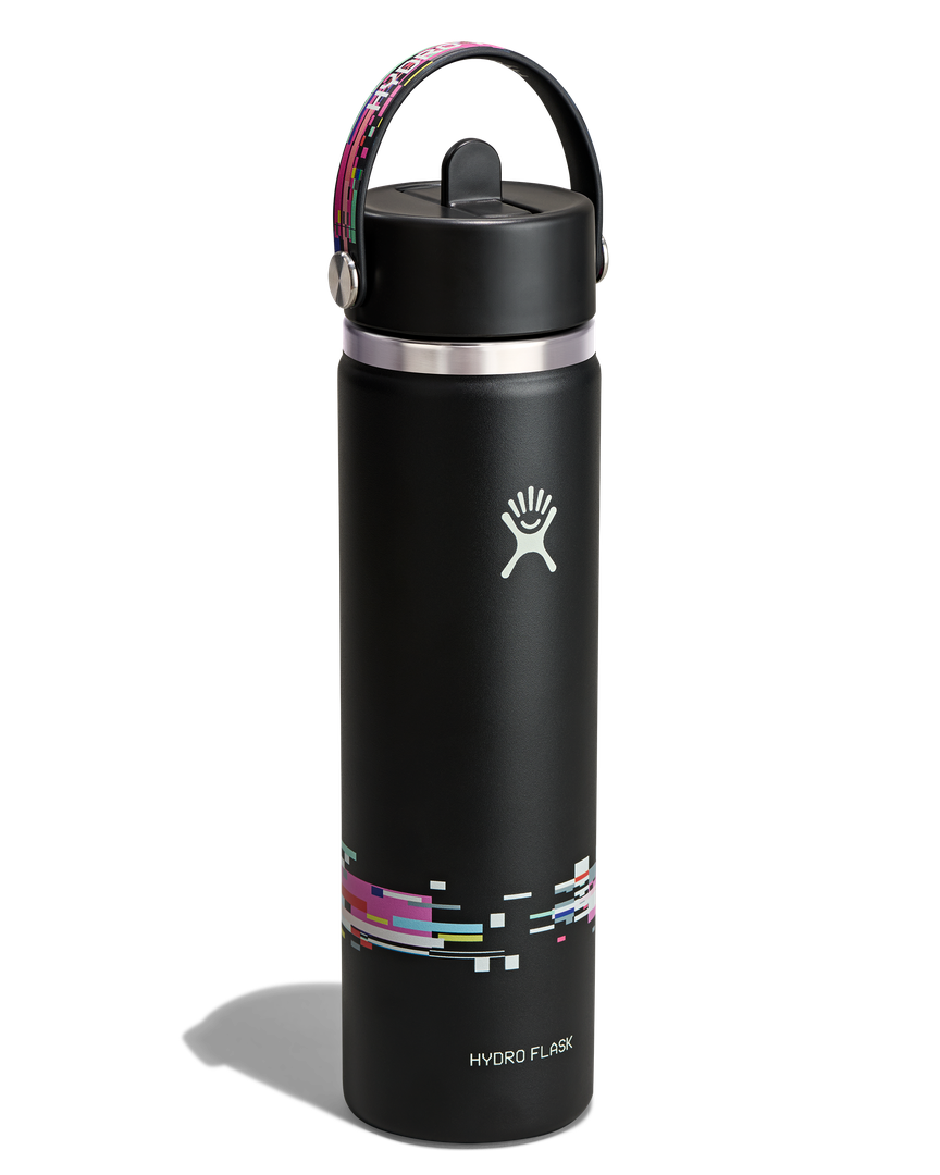 Hydro Flask HYDRO FLASK 24OZ WIDE FLEX STRAW CAP GLITCH BLACK