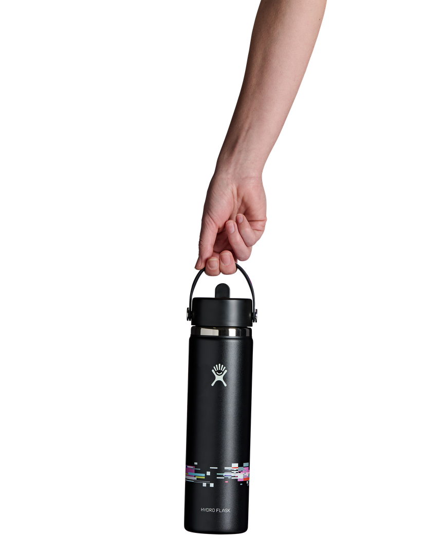 Hydro Flask HYDRO FLASK 24OZ WIDE FLEX STRAW CAP GLITCH BLACK