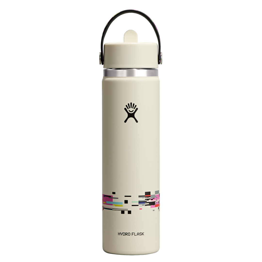 Hydro Flask HYDRO FLASK 24OZ WIDE FLEX STRAW CAP GLITCH WHITE