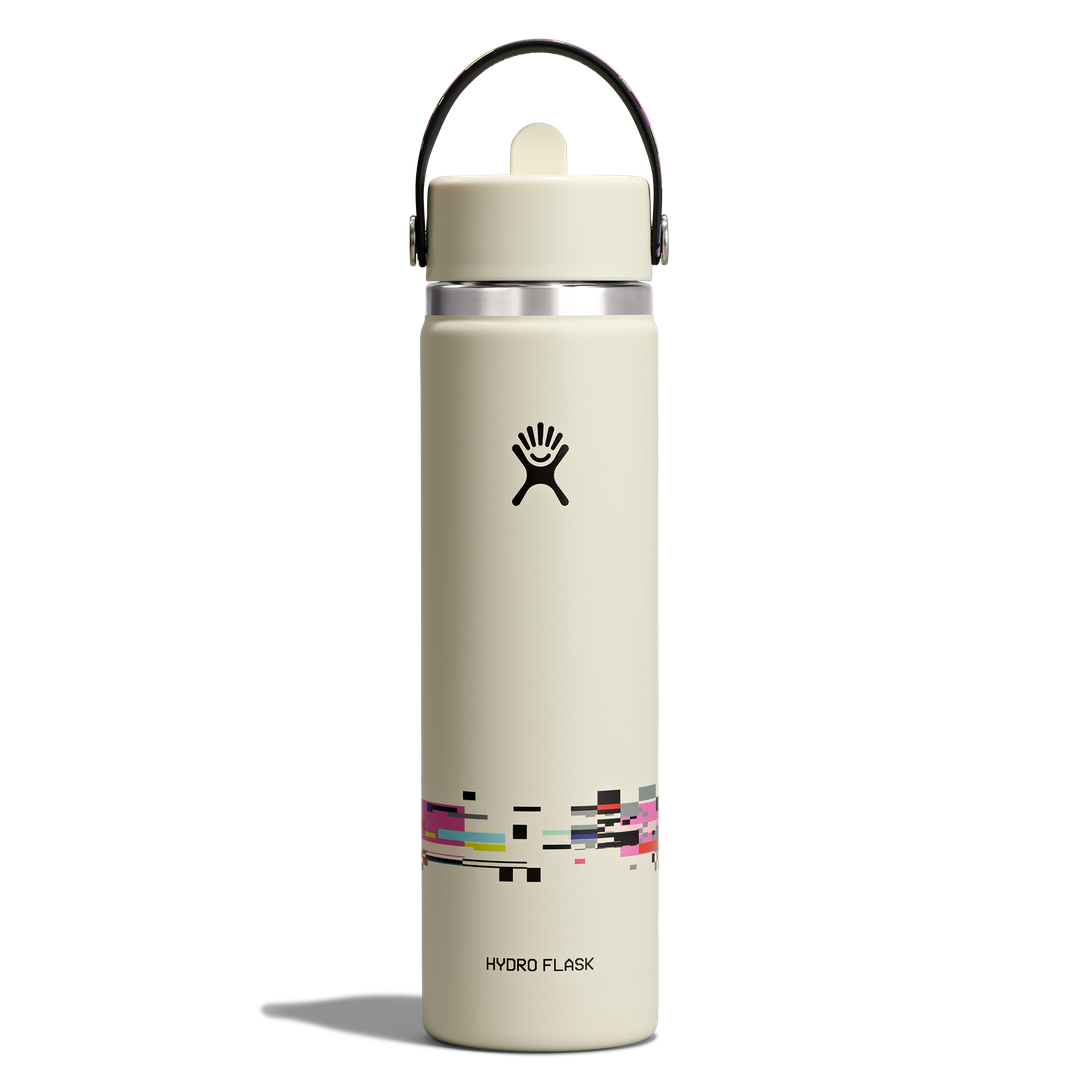 Hydro Flask HYDRO FLASK 24OZ WIDE FLEX STRAW CAP GLITCH WHITE