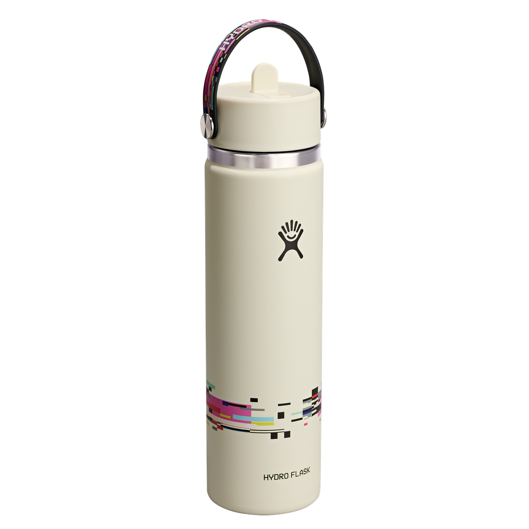 Hydro Flask HYDRO FLASK 24OZ WIDE FLEX STRAW CAP GLITCH WHITE
