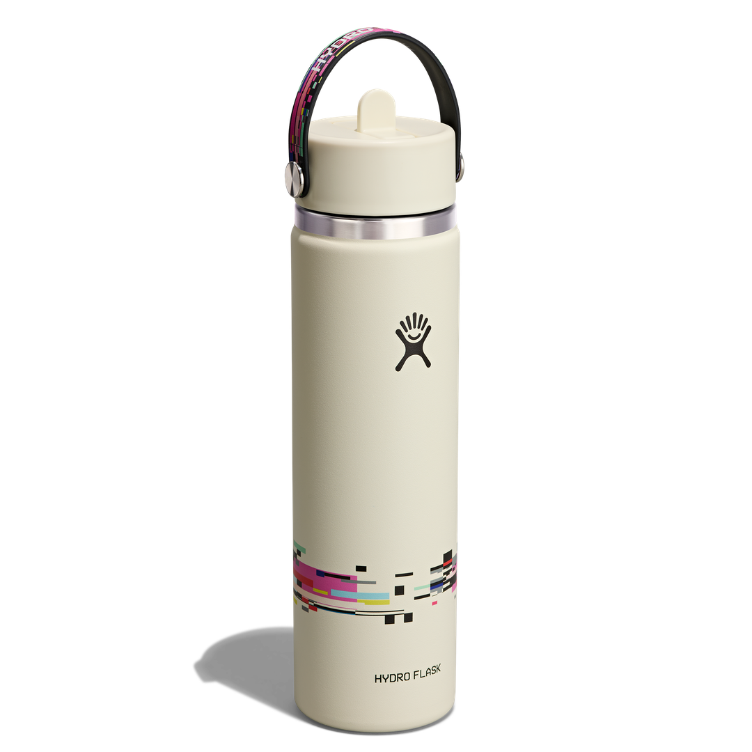 Hydro Flask HYDRO FLASK 24OZ WIDE FLEX STRAW CAP GLITCH WHITE
