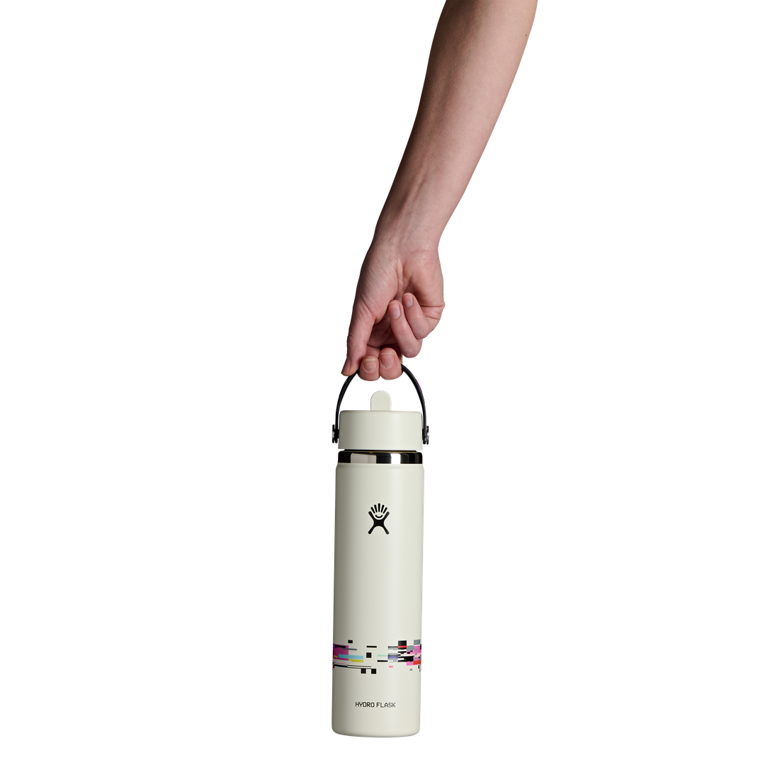 Hydro Flask HYDRO FLASK 24OZ WIDE FLEX STRAW CAP GLITCH WHITE