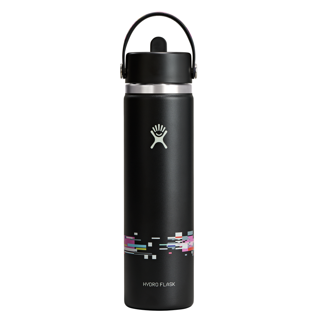 Hydro Flask HYDRO FLASK 24OZ WIDE FLEX STRAW CAP GLITCH BLACK