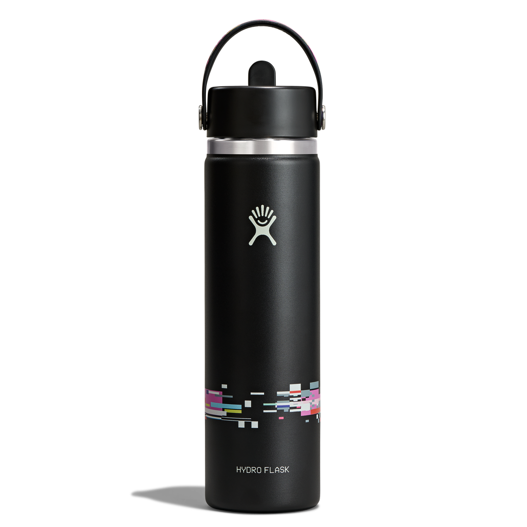 Hydro Flask HYDRO FLASK 24OZ WIDE FLEX STRAW CAP GLITCH BLACK
