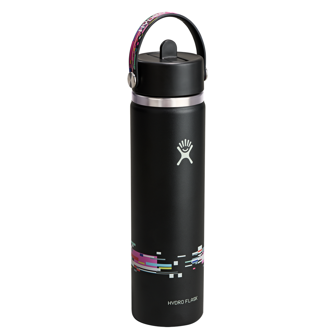 Hydro Flask HYDRO FLASK 24OZ WIDE FLEX STRAW CAP GLITCH BLACK
