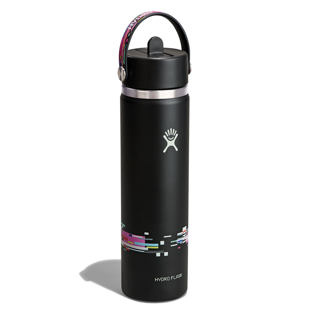 Hydro Flask HYDRO FLASK 24OZ WIDE FLEX STRAW CAP GLITCH BLACK