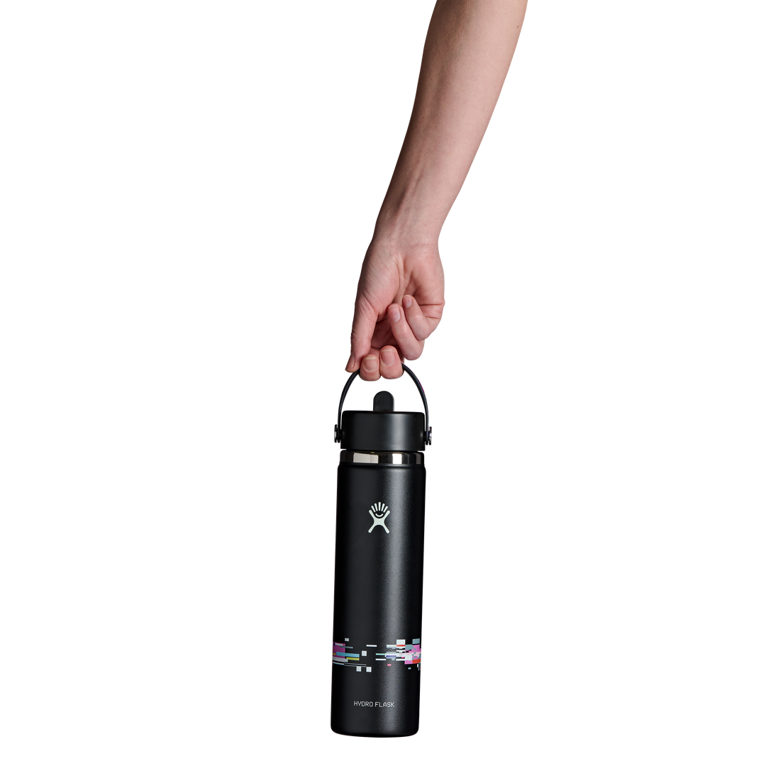 Hydro Flask HYDRO FLASK 24OZ WIDE FLEX STRAW CAP GLITCH BLACK