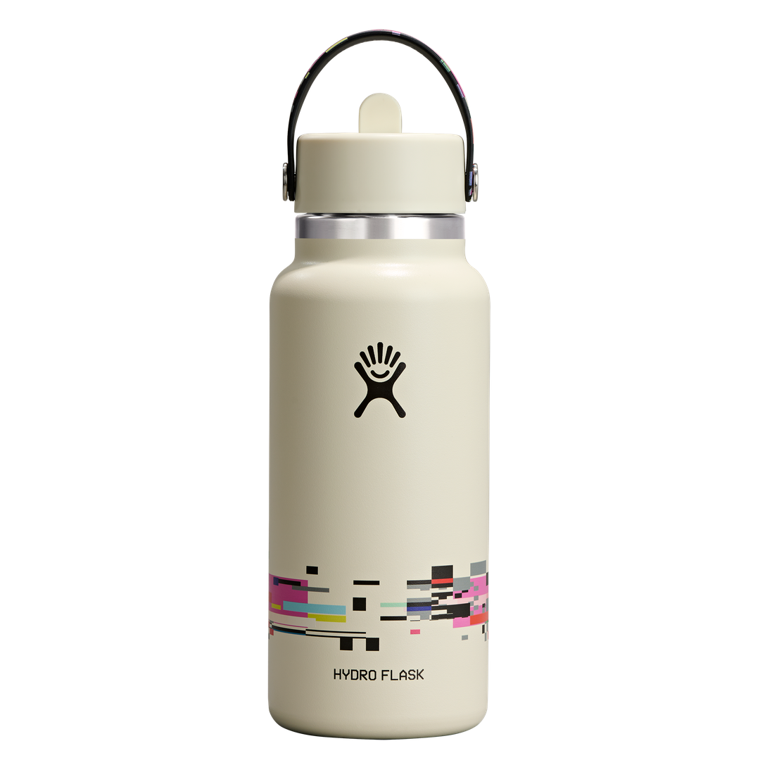 Hydro Flask HYDRO FLASK 32OZ WIDE FLEX STRAW CAP GLITCH WHITE