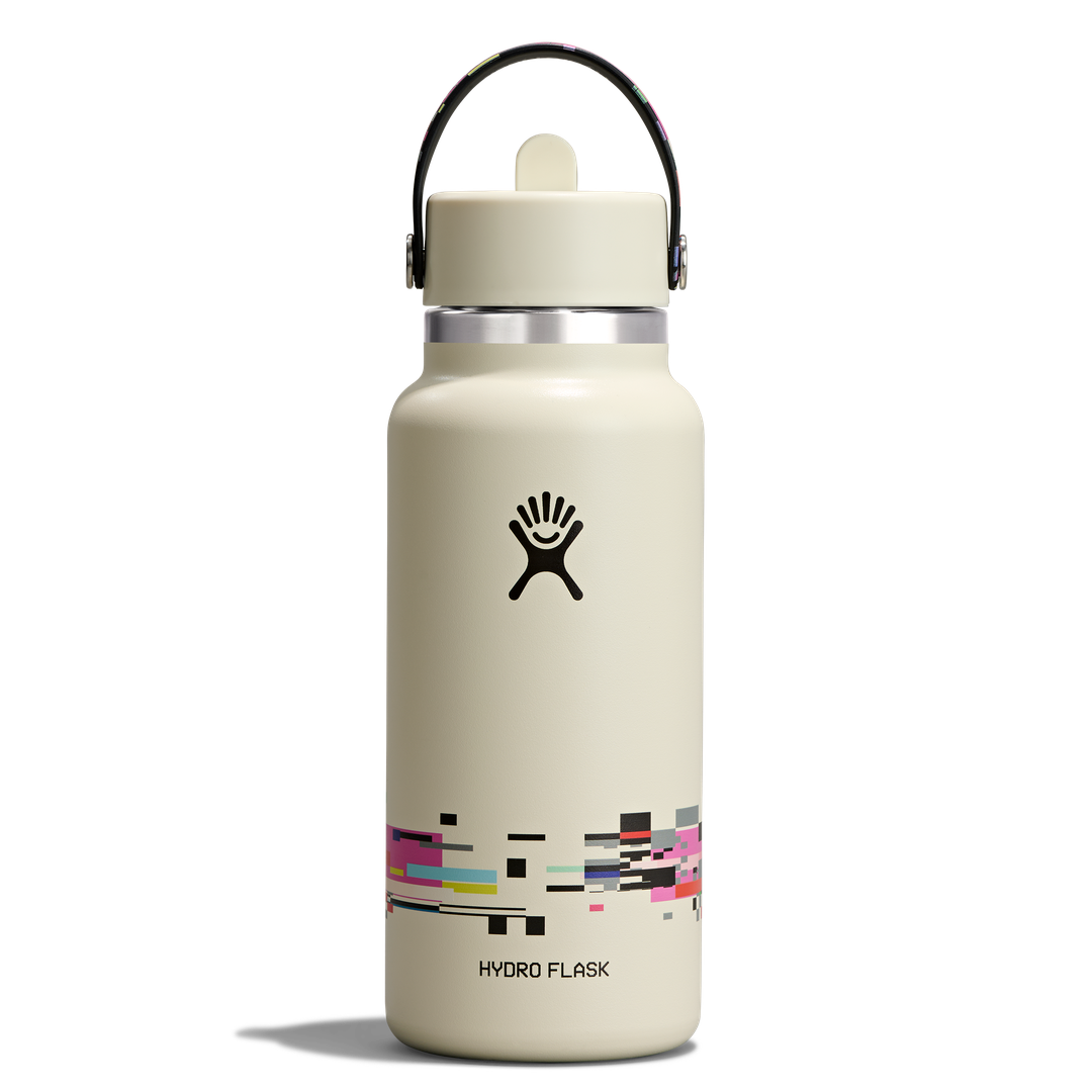 Hydro Flask HYDRO FLASK 32OZ WIDE FLEX STRAW CAP GLITCH WHITE
