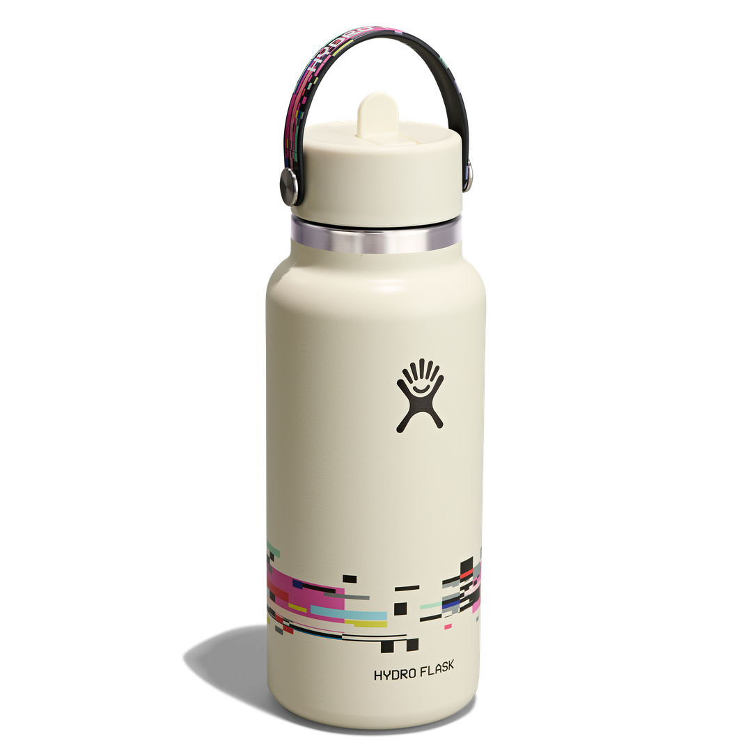 Hydro Flask HYDRO FLASK 32OZ WIDE FLEX STRAW CAP GLITCH WHITE