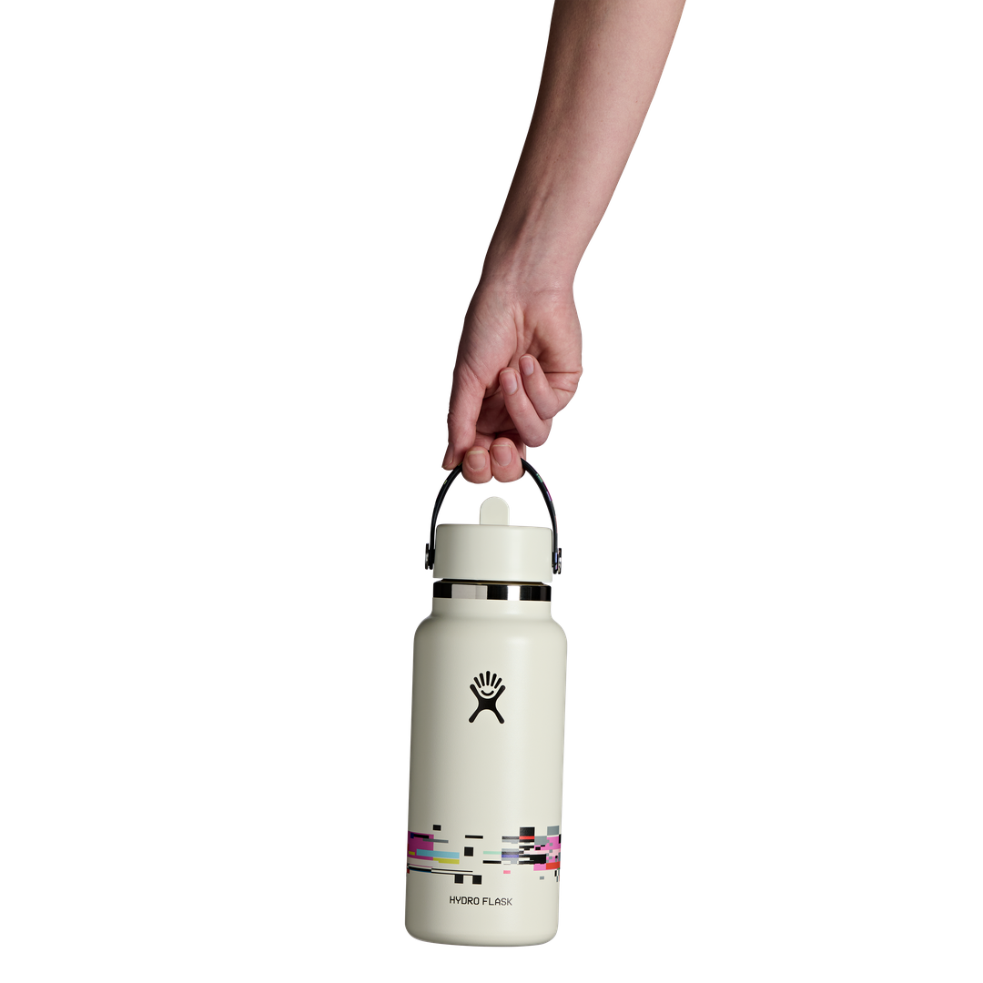 Hydro Flask HYDRO FLASK 32OZ WIDE FLEX STRAW CAP GLITCH WHITE