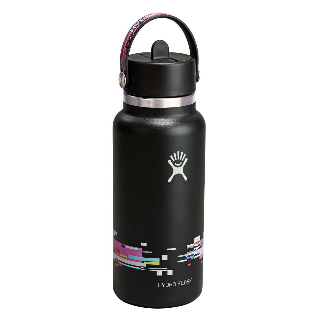 Hydro Flask HYDRO FLASK 32OZ WIDE FLEX STRAW CAP GLITCH BLACK