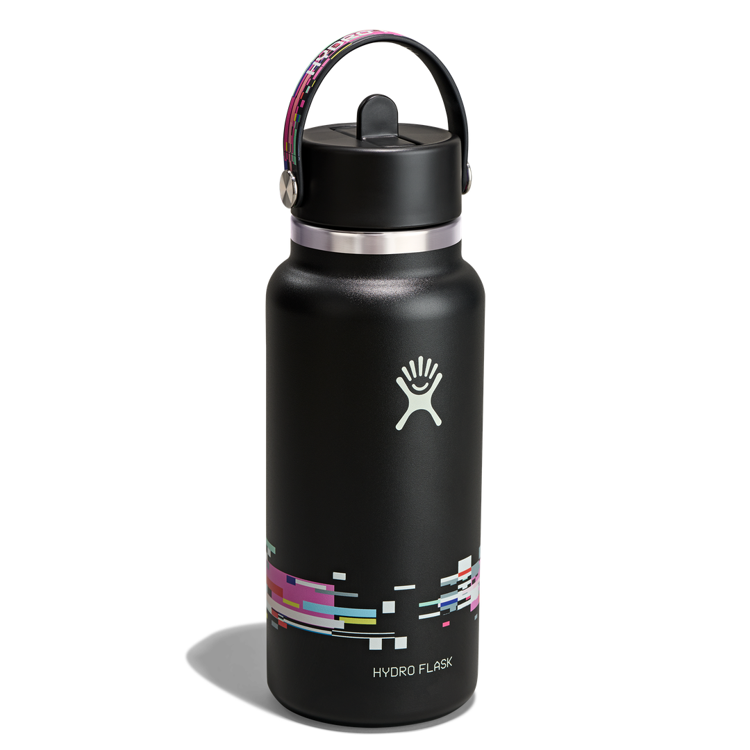 Hydro Flask HYDRO FLASK 32OZ WIDE FLEX STRAW CAP GLITCH BLACK