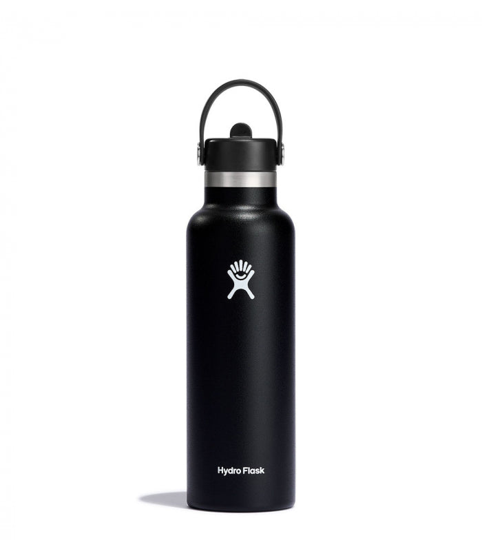 HYDRO FLASK 21 OZ STANDARD WITH FLEX STRAW CAP BLACK